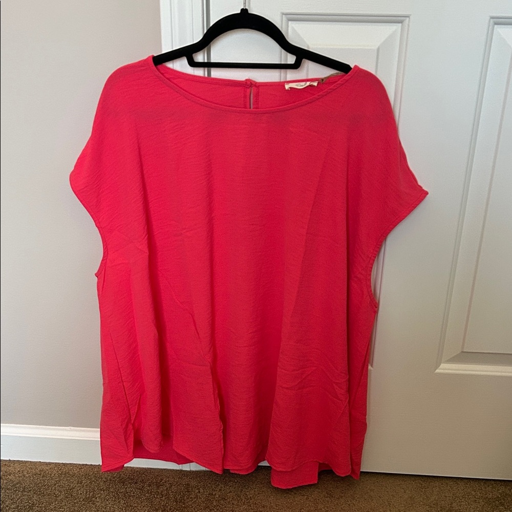 easel Bright Pink Flowing Short Sleeve Tunic